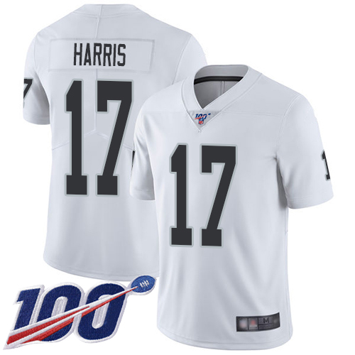 Men Oakland Raiders Limited White Dwayne Harris Road Jersey NFL Football #17 100th Season Vapor Jersey